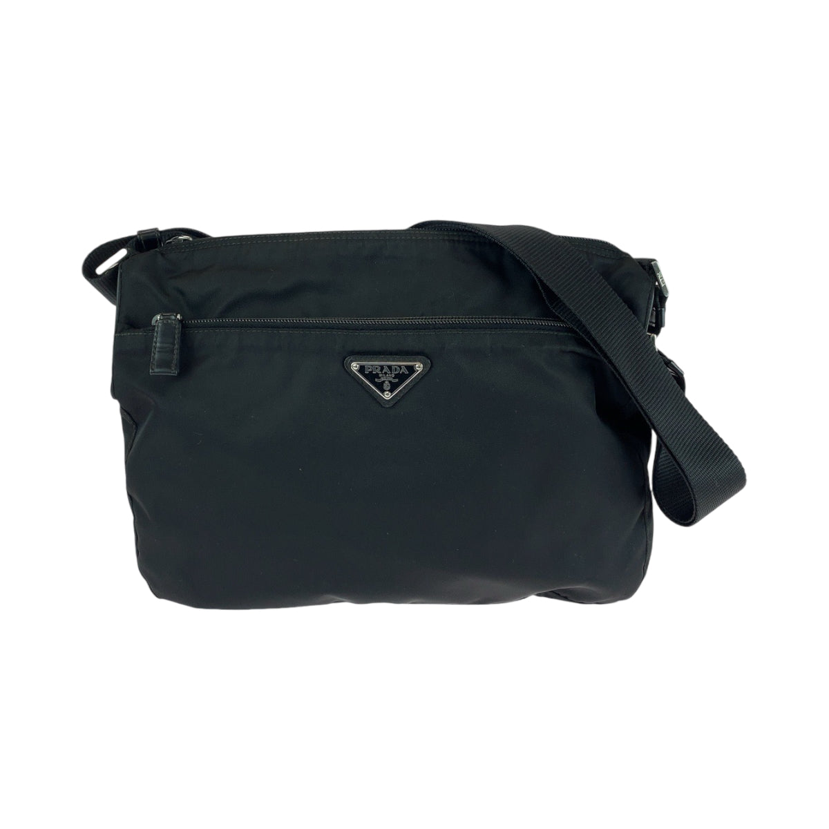 13557
PRADA プラダ テスート 三角ロゴプレート 男女兼用 ブラック 黒 シルバー金具 ナイロン BT0421 ショルダーバッグ メッセンジャーバッグ  メンズ