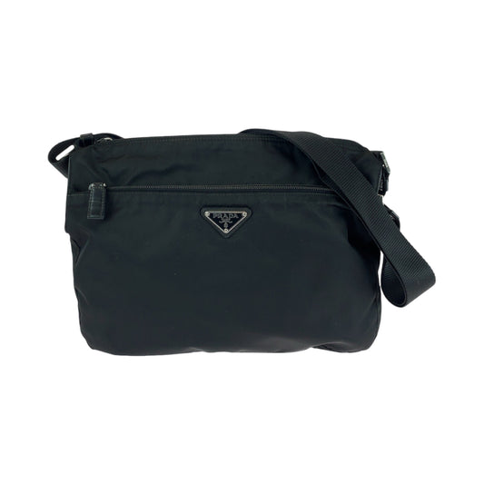 13557
PRADA プラダ テスート 三角ロゴプレート 男女兼用 ブラック 黒 シルバー金具 ナイロン BT0421 ショルダーバッグ メッセンジャーバッグ  メンズ