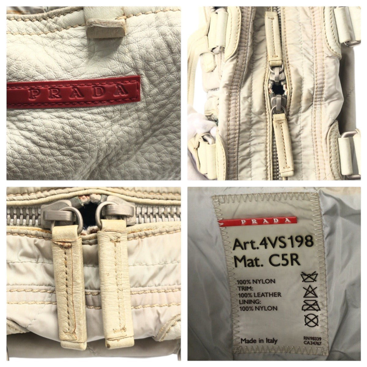 PRADA Prada Sport White Silver Hardware Nylon Handbag Shoulder Bag Women's