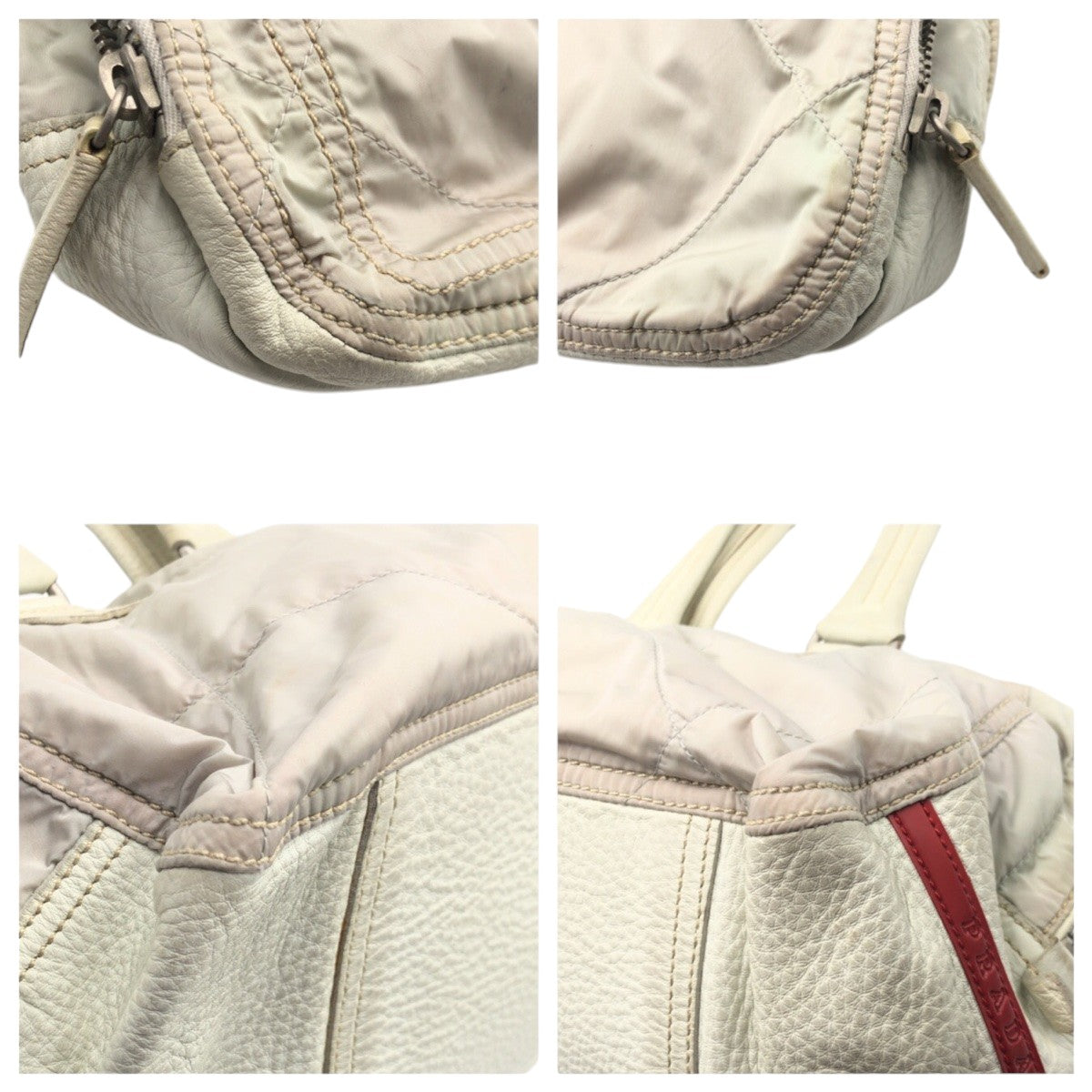 PRADA Prada Sport White Silver Hardware Nylon Handbag Shoulder Bag Women's