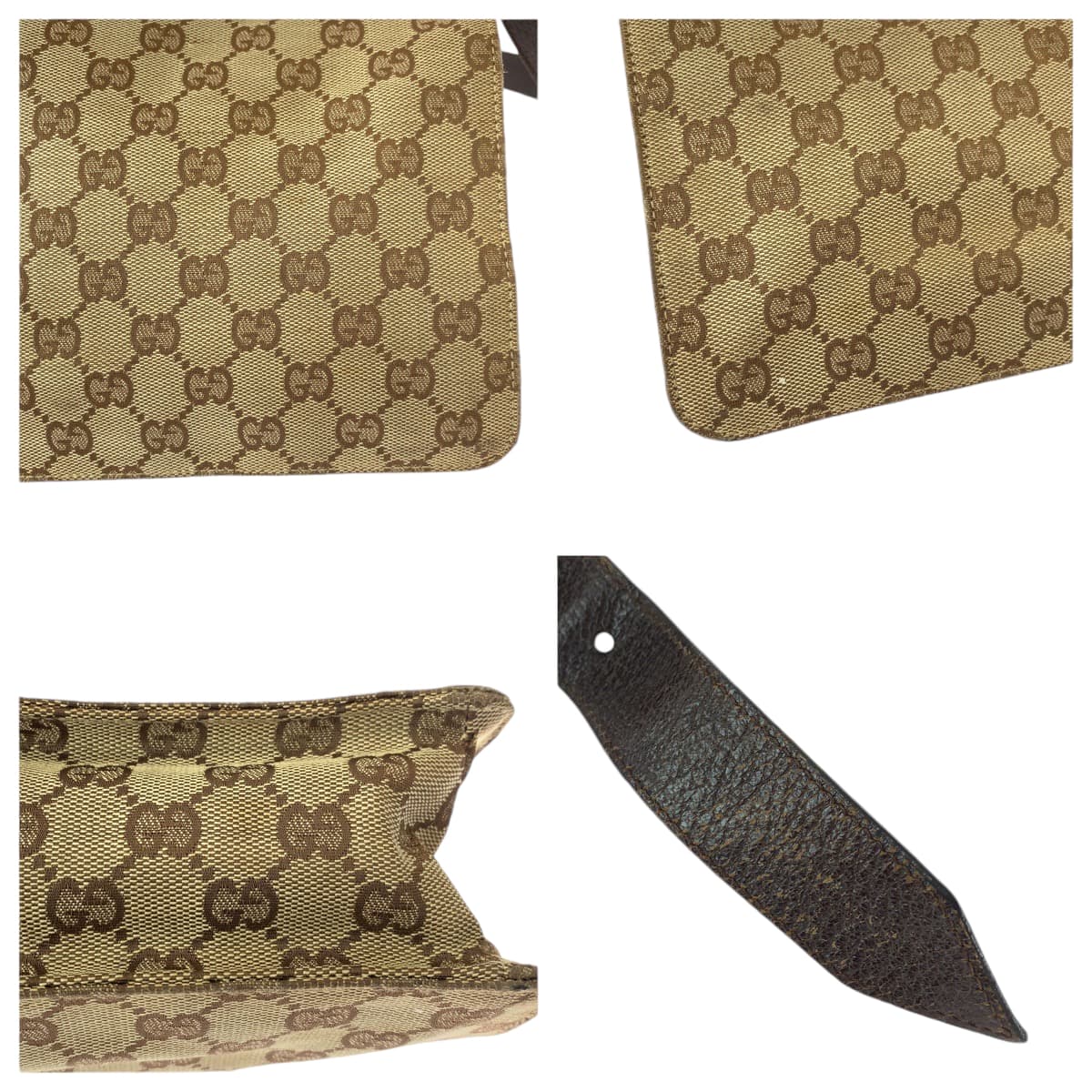 13558
GUCCI グッチ ブラウン シルバー金具 GGキャンバス 120841 ショルダーバッグ ポシェット  レディース