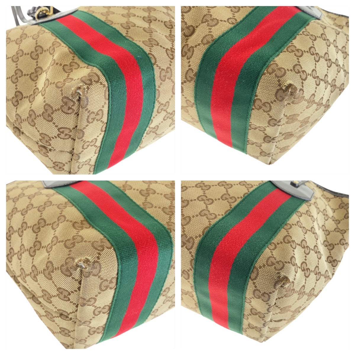GUCCI グッチ シェリーライン ベージュ ブラウン ゴールド金具 GGキャンバス / パテントレザー 211971 トートバッグ ショルダーバッグ  レディース