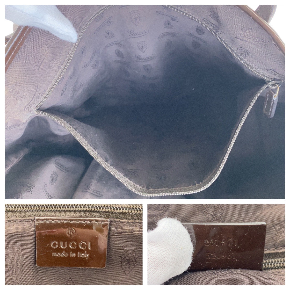GUCCI グッチ シェリーライン ベージュ ブラウン ゴールド金具 GGキャンバス / パテントレザー 211971 トートバッグ ショルダーバッグ  レディース