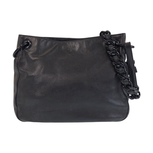 13563
PRADA プラダ ヴィンテージ ブラック 黒 レザー / プラスチック ショルダーバッグ  レディース