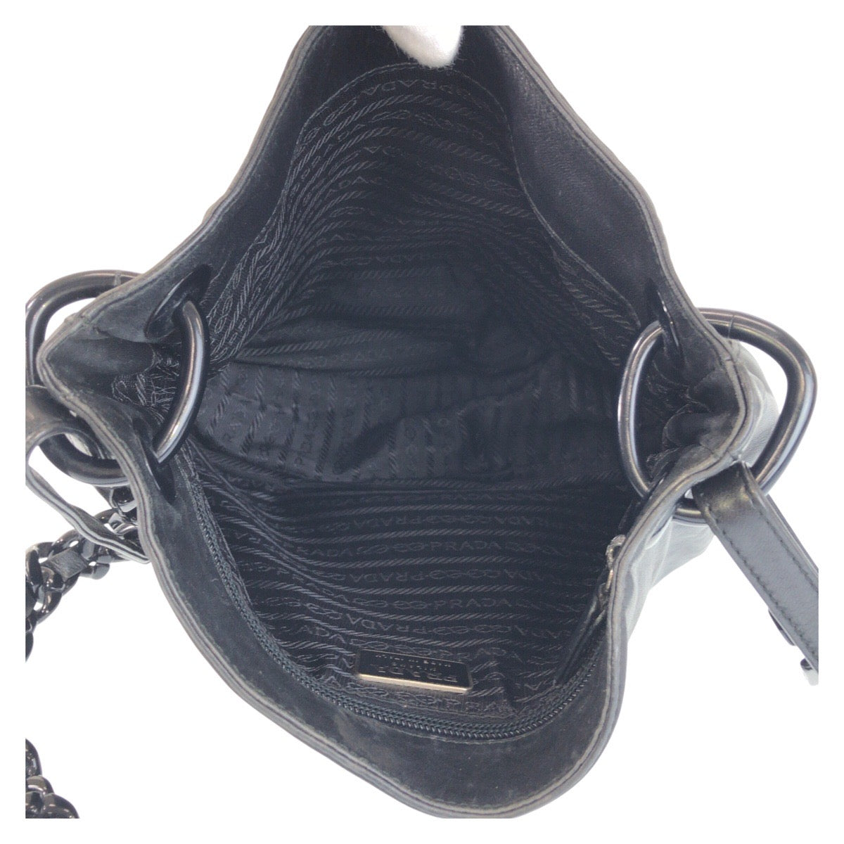13563
PRADA プラダ ヴィンテージ ブラック 黒 レザー / プラスチック ショルダーバッグ  レディース
