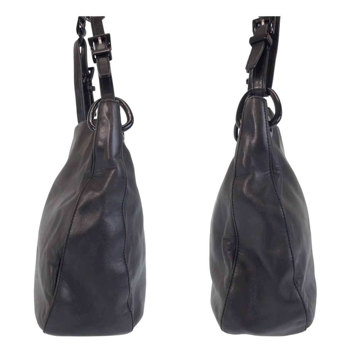 13563
PRADA プラダ ヴィンテージ ブラック 黒 レザー / プラスチック ショルダーバッグ  レディース