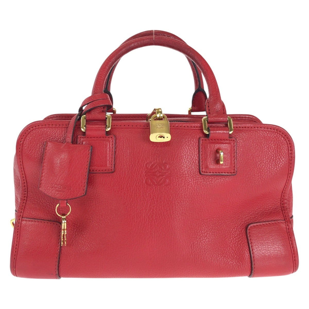 14117
LOEWE ロエベ アマソナ 28 レッド ゴールド金具 レザー トートバッグ ハンドバッグ  レディース