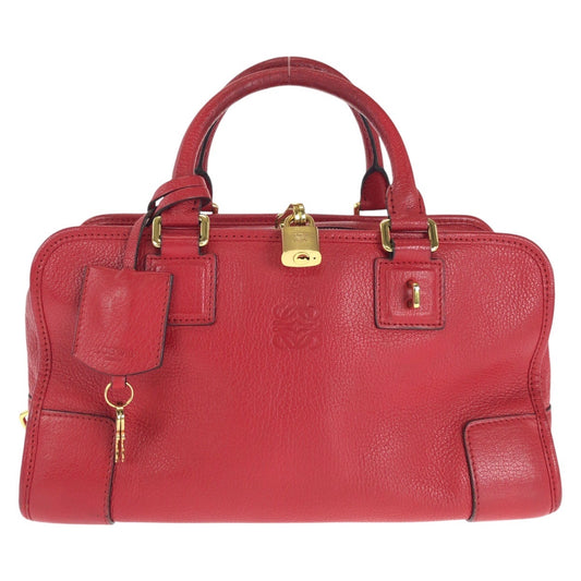 14117
LOEWE ロエベ アマソナ 28 レッド ゴールド金具 レザー トートバッグ ハンドバッグ  レディース