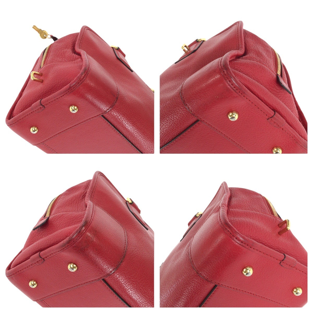 14117
LOEWE ロエベ アマソナ 28 レッド ゴールド金具 レザー トートバッグ ハンドバッグ  レディース