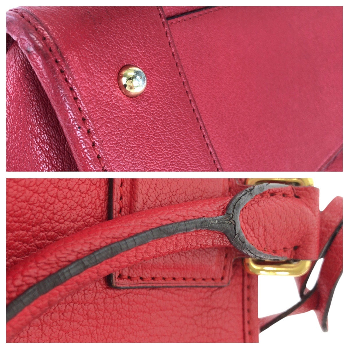 14117
LOEWE ロエベ アマソナ 28 レッド ゴールド金具 レザー トートバッグ ハンドバッグ  レディース