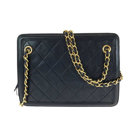 13566
CHANEL シャネル ヴィンテージ マトラッセ フリンジ タッセル ブラック 黒 ゴールド金具 ラムスキン チェーンショルダーバッグ 肩掛け  レディース