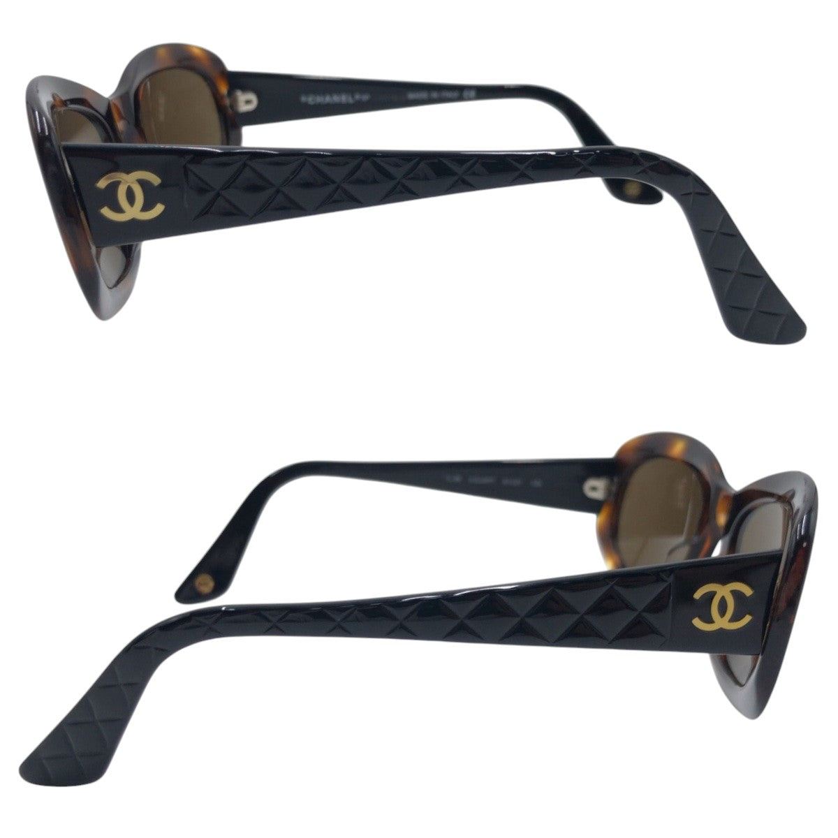 CHANEL シャネル ヴィンテージ マトラッセ ココマーク ブラウン ブラック 黒 プラスチック c.533193 51□21 135 サングラス スクエア  レディース