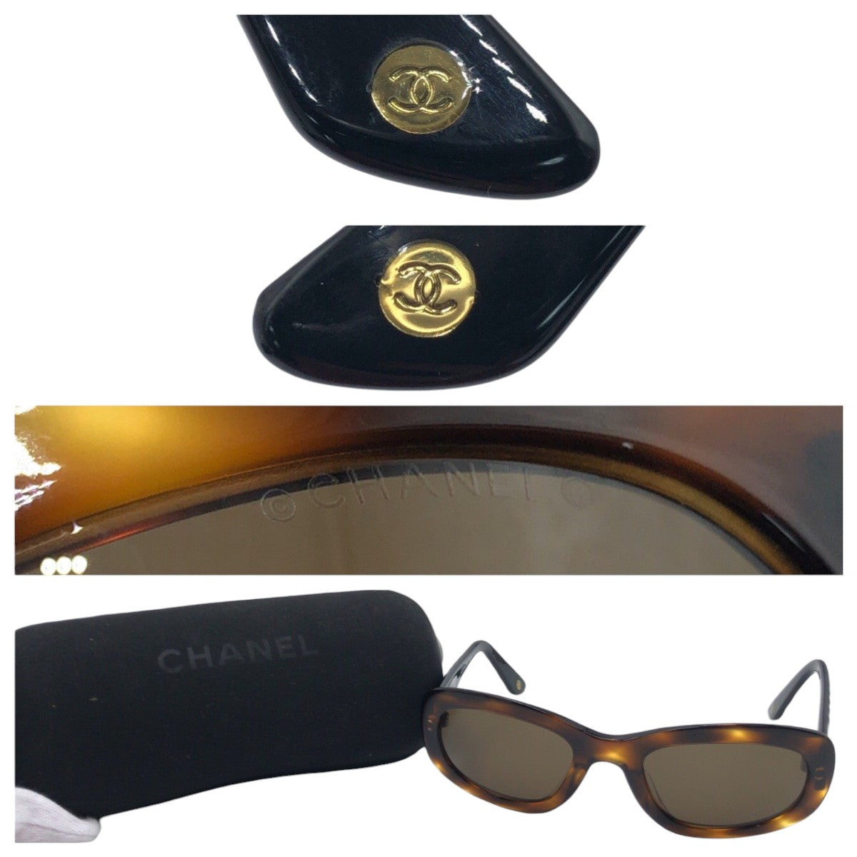 CHANEL シャネル ヴィンテージ マトラッセ ココマーク ブラウン ブラック 黒 プラスチック c.533193 51□21 135 サングラス スクエア  レディース