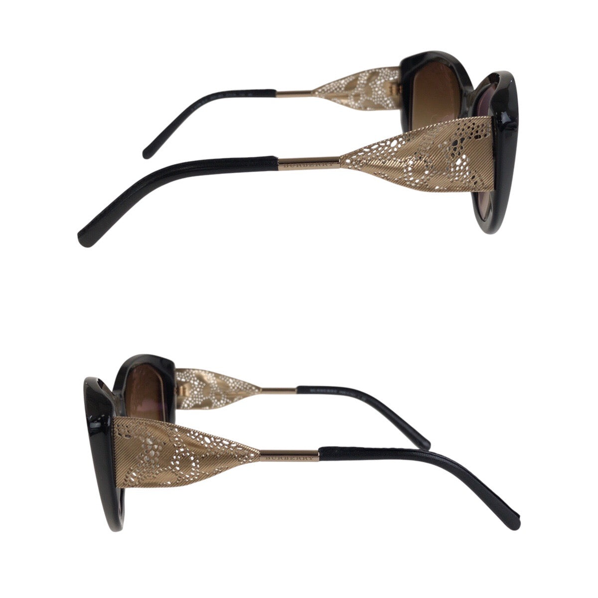 13573
BURBERRY バーバリー ブラック 黒 ゴールド金具 プラスチック B 4208-O-F 3001/8G 5716 135 サングラス 男女兼用 ウェリントン  レディース