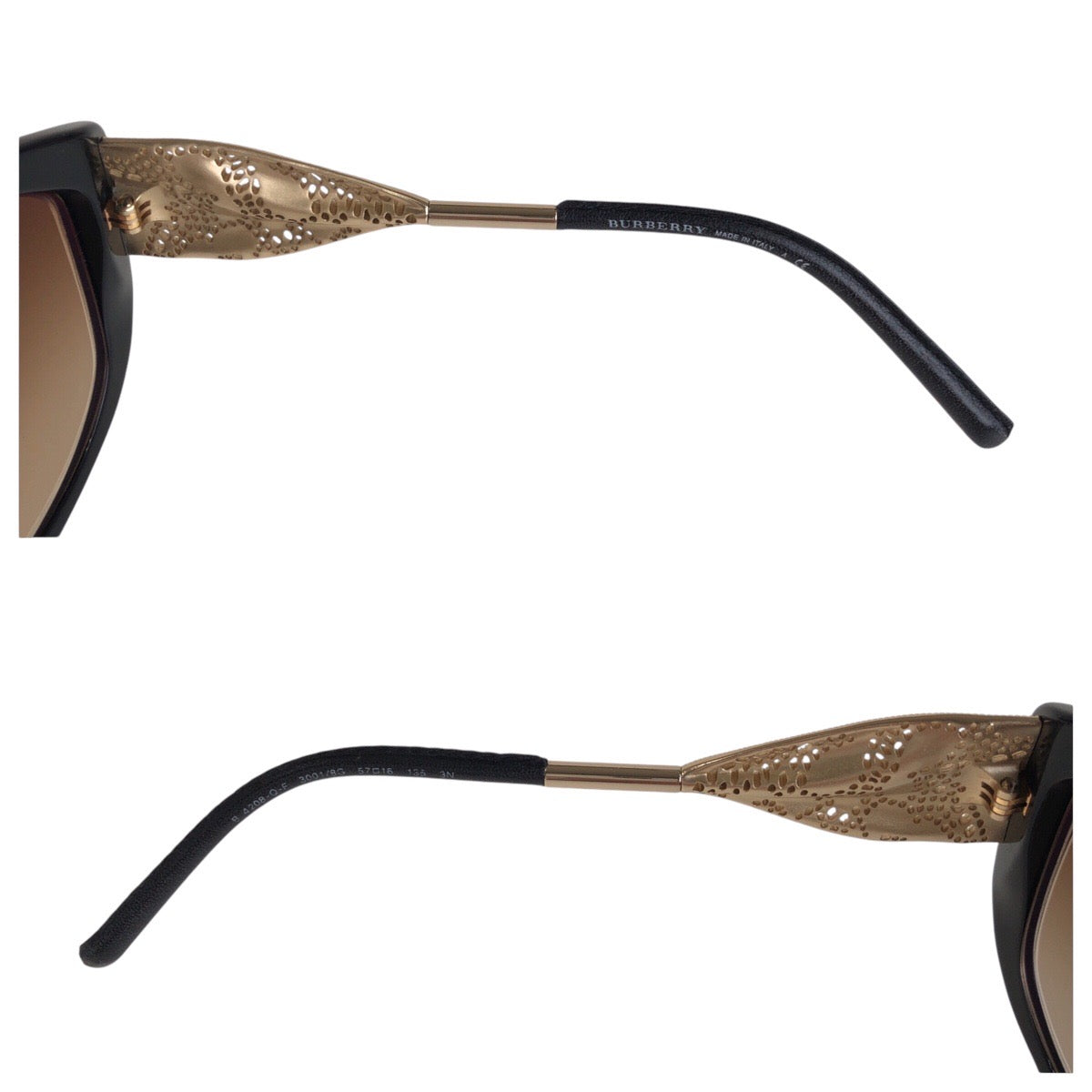 13573
BURBERRY バーバリー ブラック 黒 ゴールド金具 プラスチック B 4208-O-F 3001/8G 5716 135 サングラス 男女兼用 ウェリントン  レディース