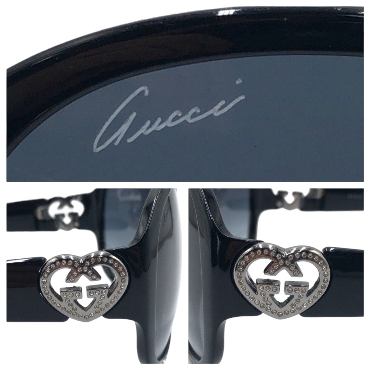 GUCCI グッチ ラインストーン ブラック 黒 プラスチック GG3530 1F/S D28JJ 61◻︎15 110 サングラス ラウンド  レディース