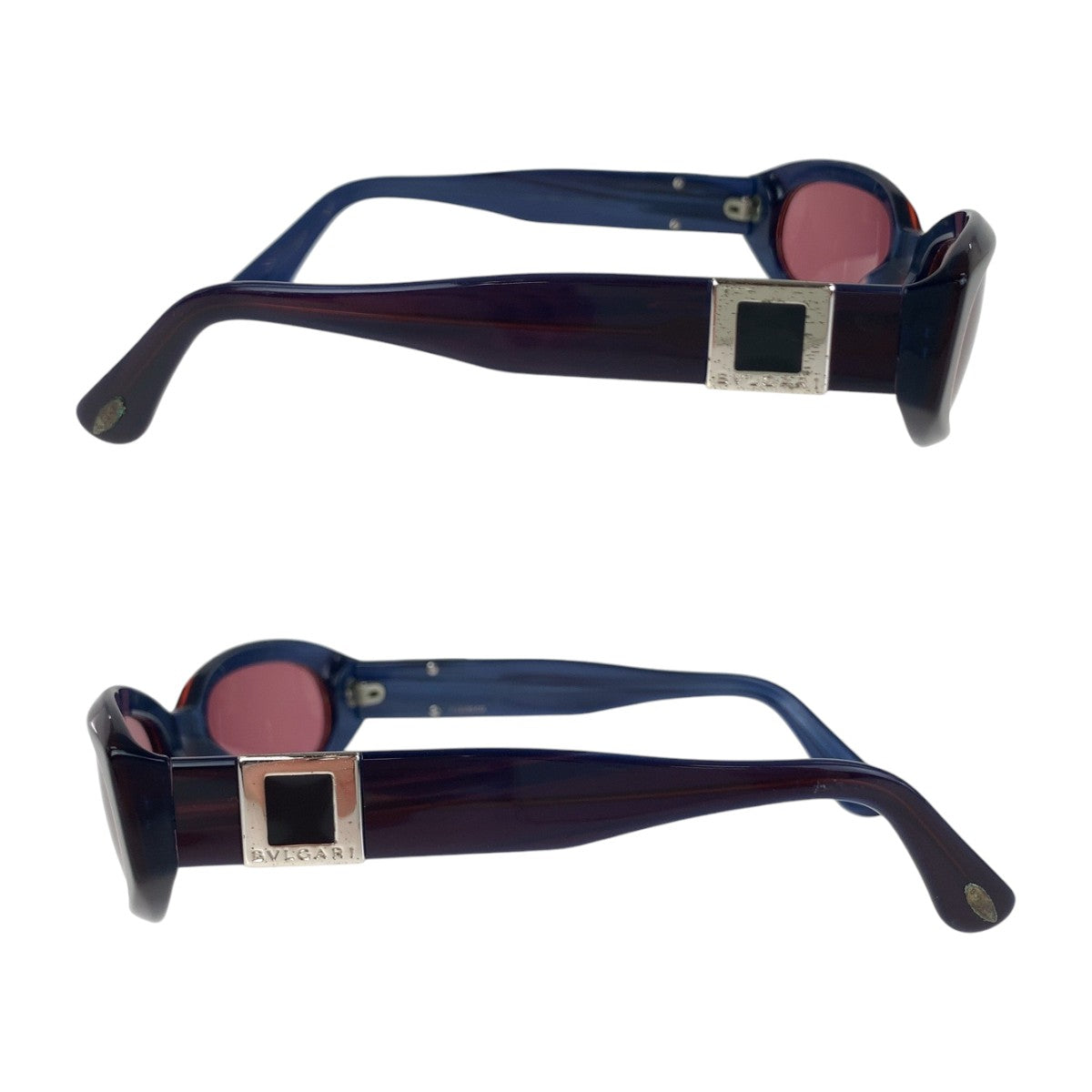 14127
BVLGARI ブルガリ パープル ブルー シルバー金具 プラスチック 822 585 53◻︎19 135 サングラス 男女兼用 オーバル  レディース AB5