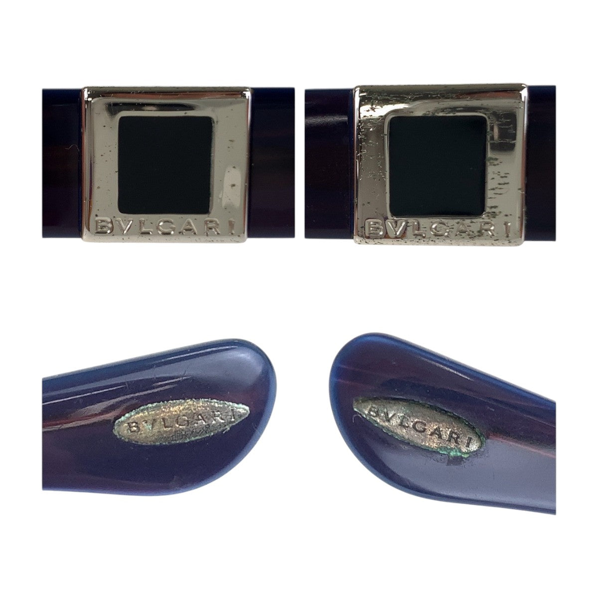 14127
BVLGARI ブルガリ パープル ブルー シルバー金具 プラスチック 822 585 53◻︎19 135 サングラス 男女兼用 オーバル  レディース AB5