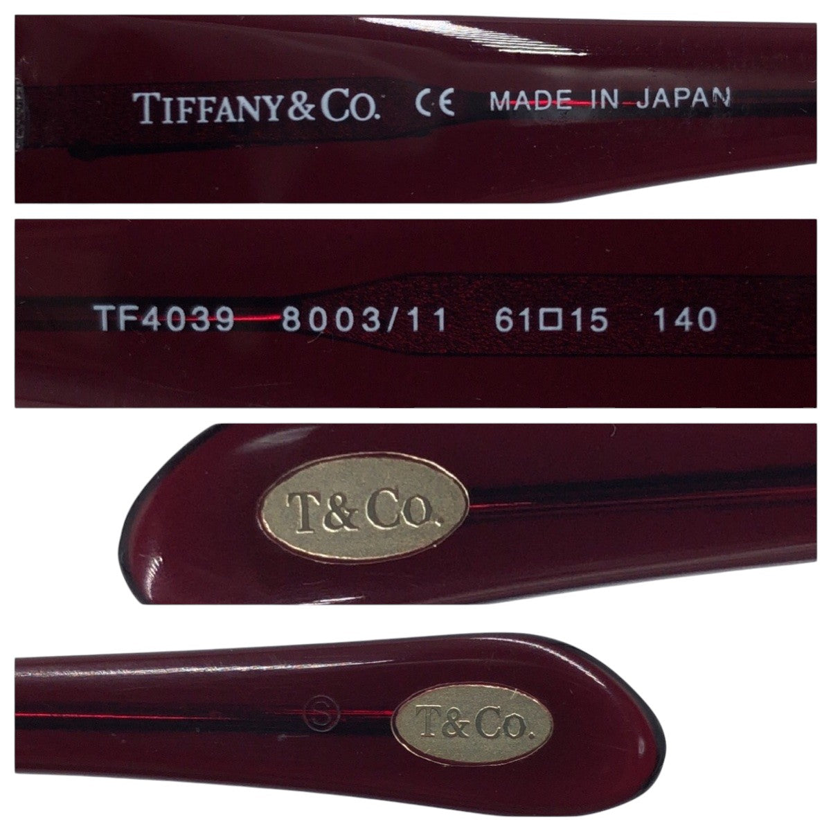 TIFFANY&Co. ティファニー ブラック 黒 プラスチック TF4039 800 3/11 61□15 140 サングラス バタフライ  レディース