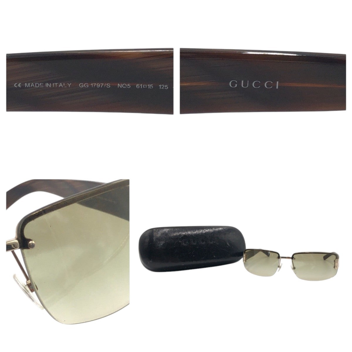 GUCCI グッチ GG柄 グリーン ゴールド プラスチック GG1797/S Na5 61◻︎15 135 サングラス スクエア  レディース