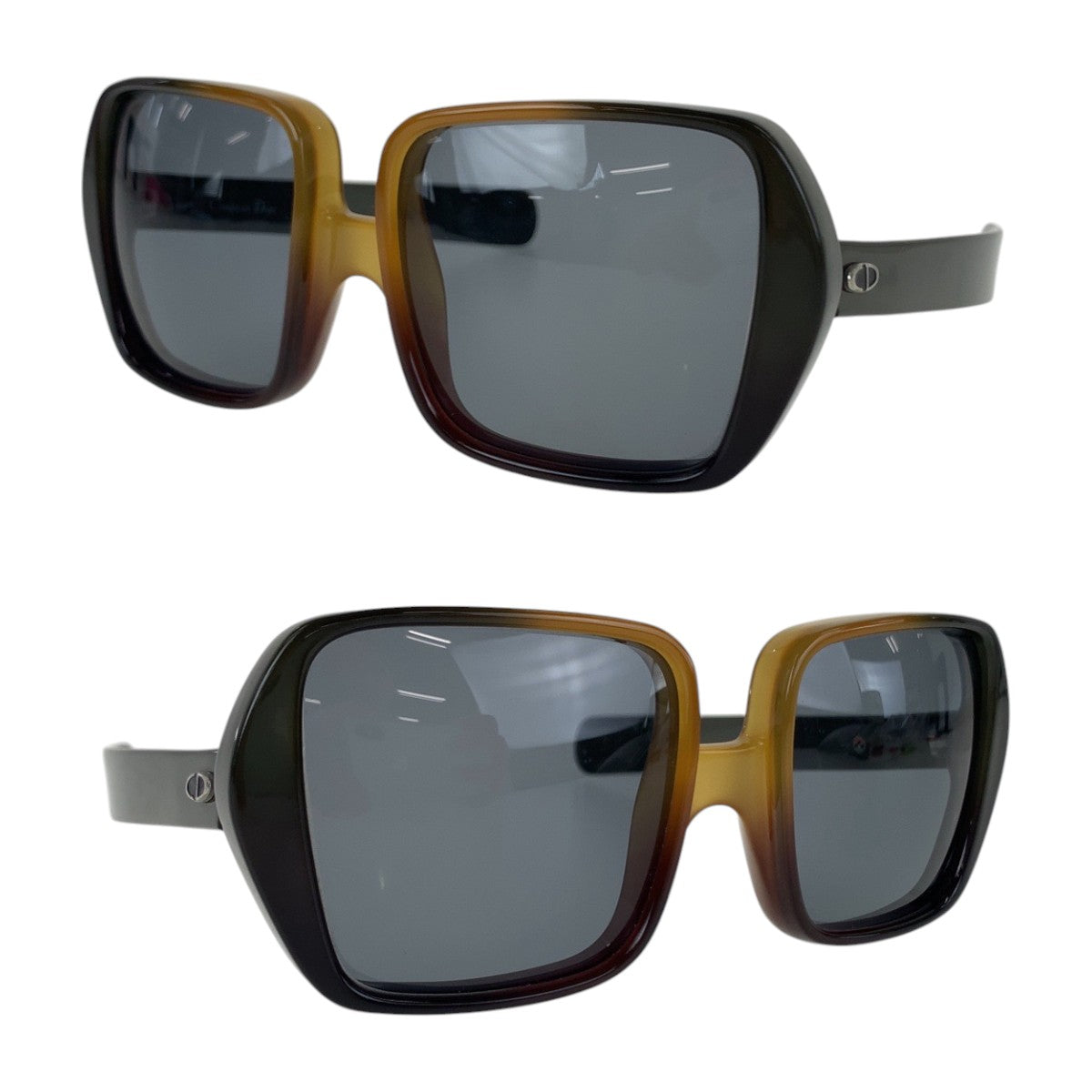 14128
Dior ディオール ヴィンテージ ダークグリーン イエロー シルバー金具 プラスチック 135 5 1/4 サングラス 男女兼用 スクエア  レディース ABP15
