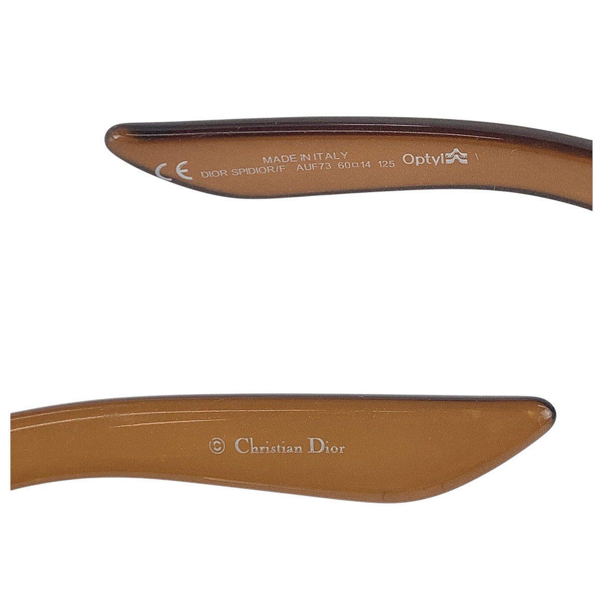 14129
Christian Dior クリスチャンディオール ヴィンテージ ラインストーン ブラウン ゴールド金具 プラスチック AUF73 60◻︎14 125 サングラス スクエア  レディース