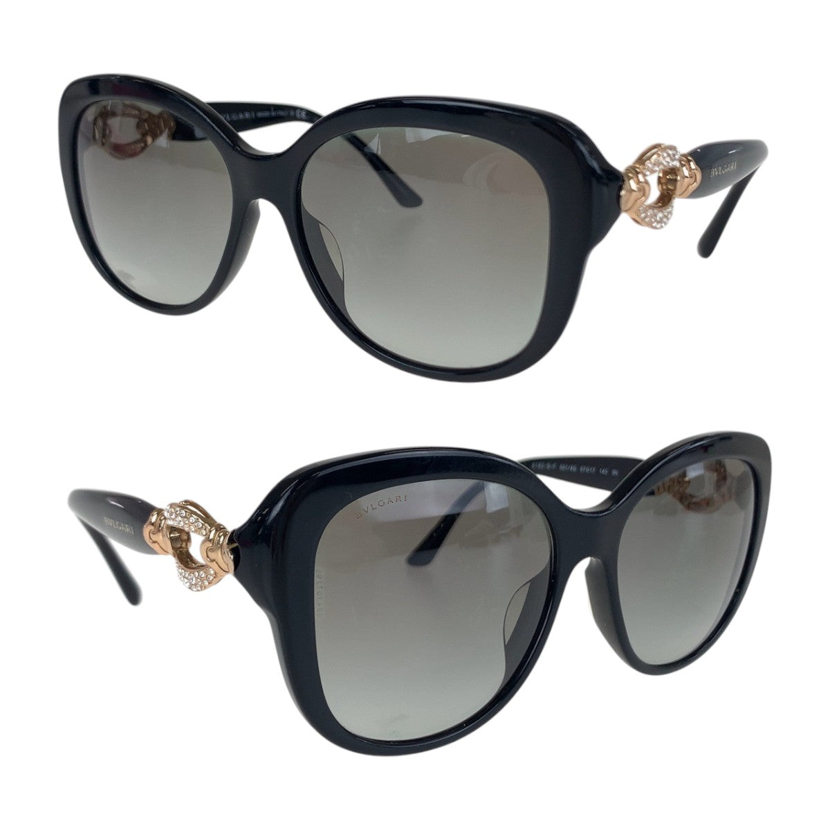 14130
BVLGARI ブルガリ ラインストーン ブラック ゴールド プラスチック 8180-B-F 501/8G 57◻︎17 140 3N サングラス 男女兼用 ウェリントン  レディース
