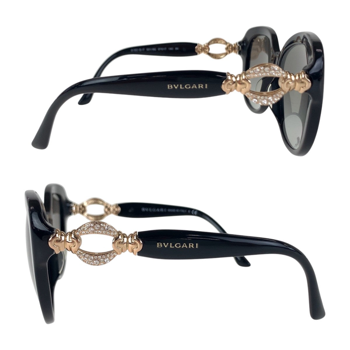 14130
BVLGARI ブルガリ ラインストーン ブラック ゴールド プラスチック 8180-B-F 501/8G 57◻︎17 140 3N サングラス 男女兼用 ウェリントン  レディース