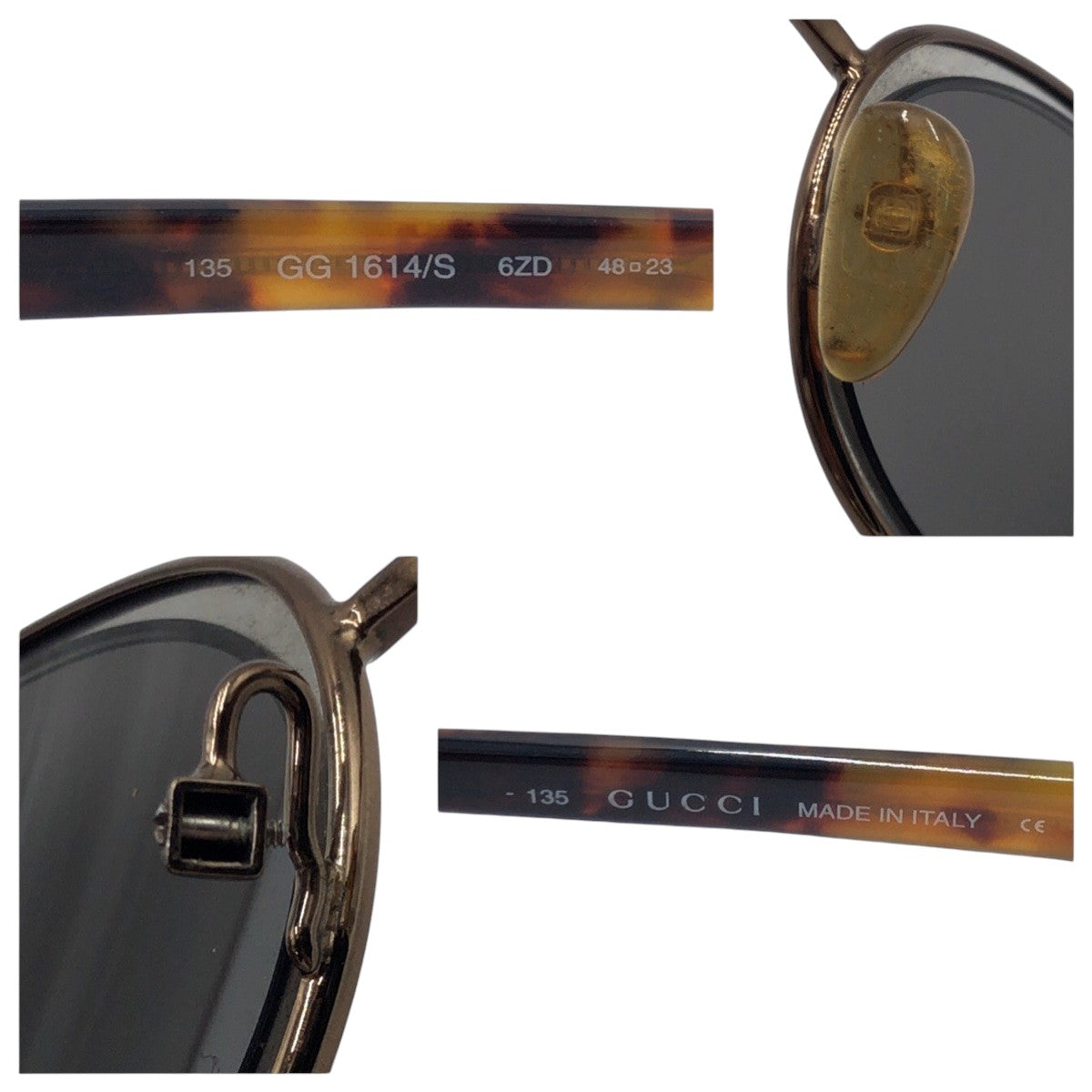 GUCCI グッチ ヴィンテージ ブラウン プラスチック 135 GG 1614/S 62D 48◻︎23 サングラス オーバル  レディース