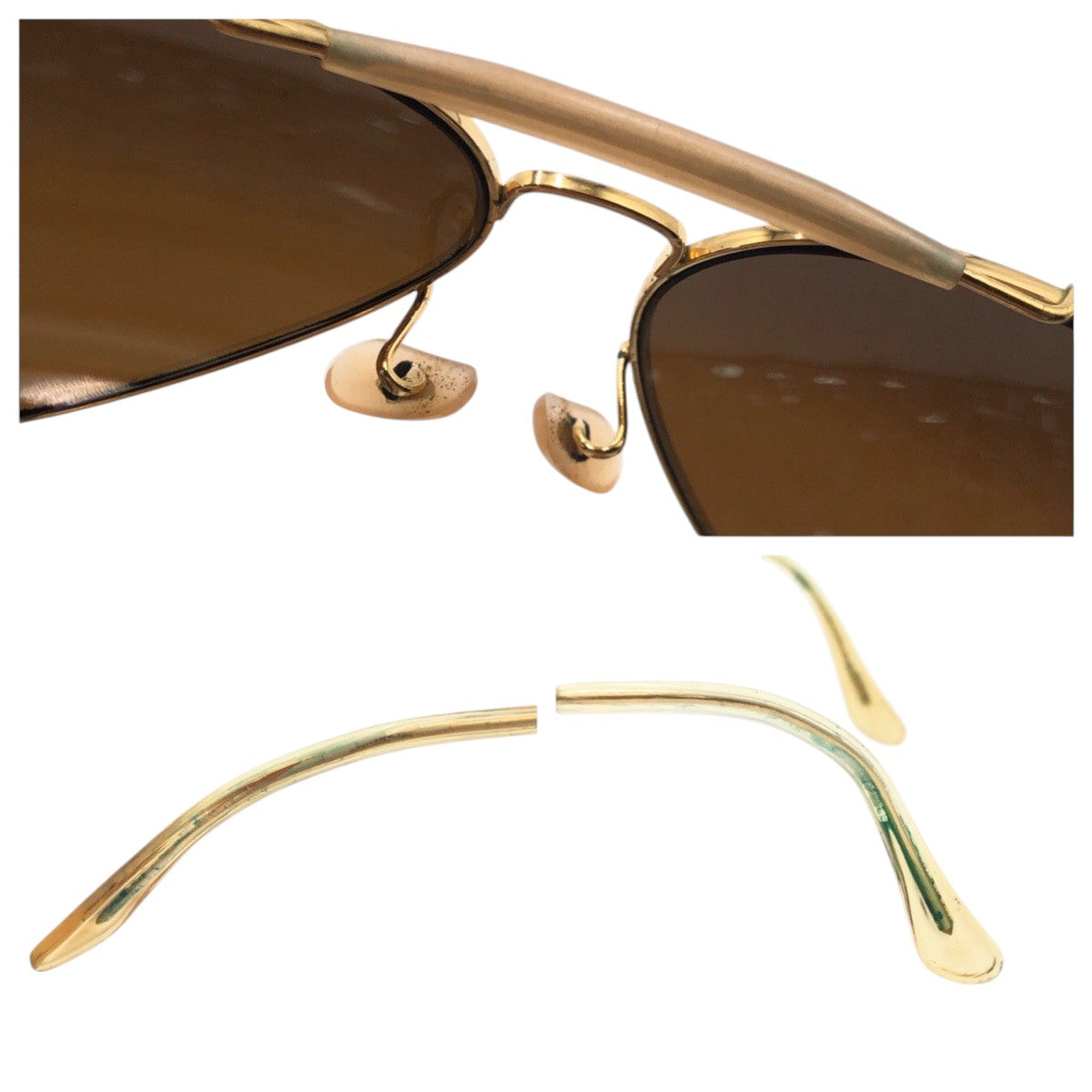 Ray-Ban レイバン ヴィンテージ B&L ボシュロム RAY-BAN U.S.A アビエーター ブラウン ゴールド メタル サングラス ティアドロップ  メンズ