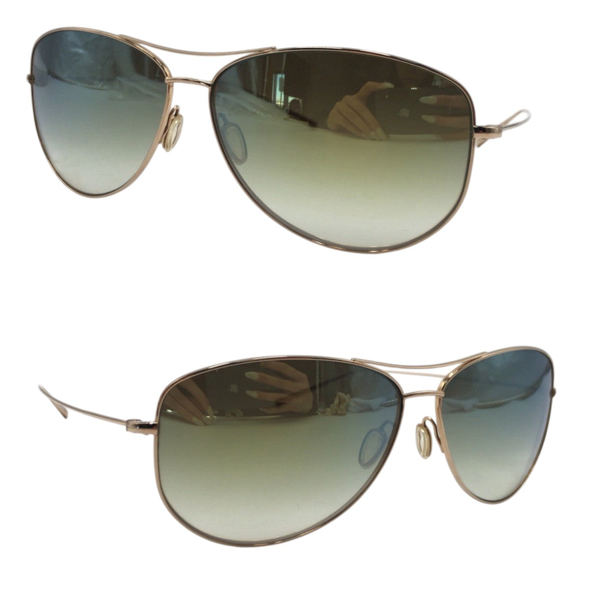 OLIVER PEOPLES Strummer Green Gold Metal 64◻︎13 135 Sunglasses Teardrop Men's