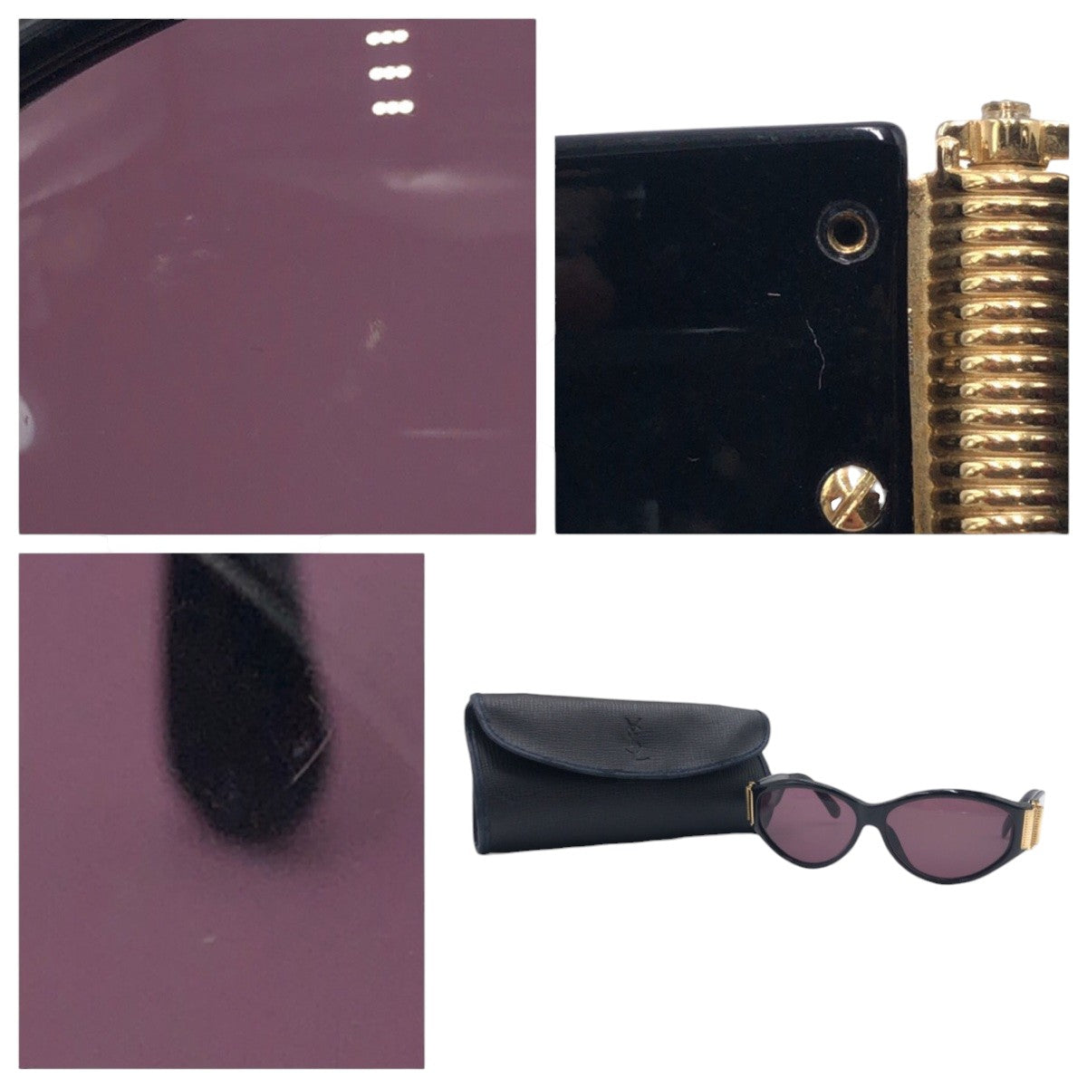 14137
YVES SAINT LAURENT イヴ サンローラン ヴィンテージ YSL ブラック 黒 パープル プラスチック 31-6509 サングラス オーバル レディース A13