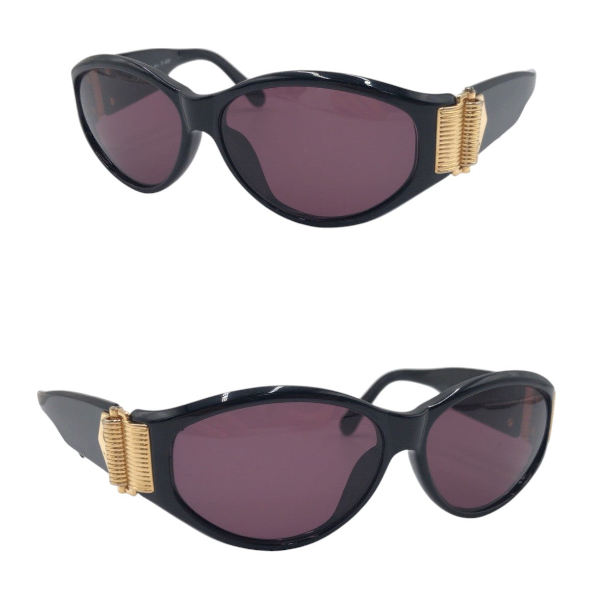 14137
YVES SAINT LAURENT イヴ サンローラン ヴィンテージ YSL ブラック 黒 パープル プラスチック 31-6509 サングラス オーバル レディース A13