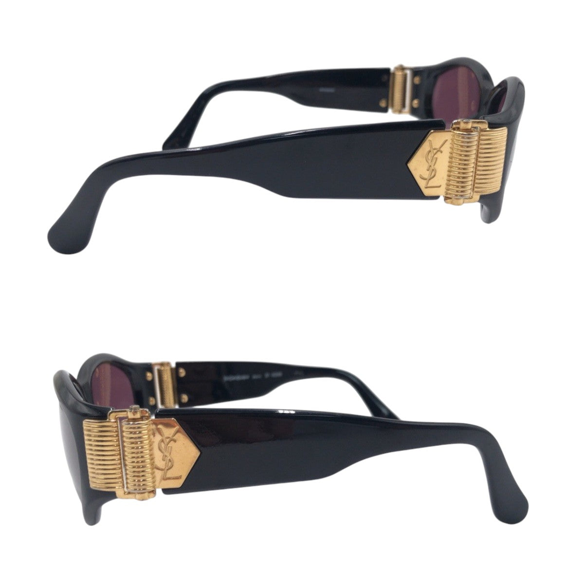 14137
YVES SAINT LAURENT イヴ サンローラン ヴィンテージ YSL ブラック 黒 パープル プラスチック 31-6509 サングラス オーバル レディース A13