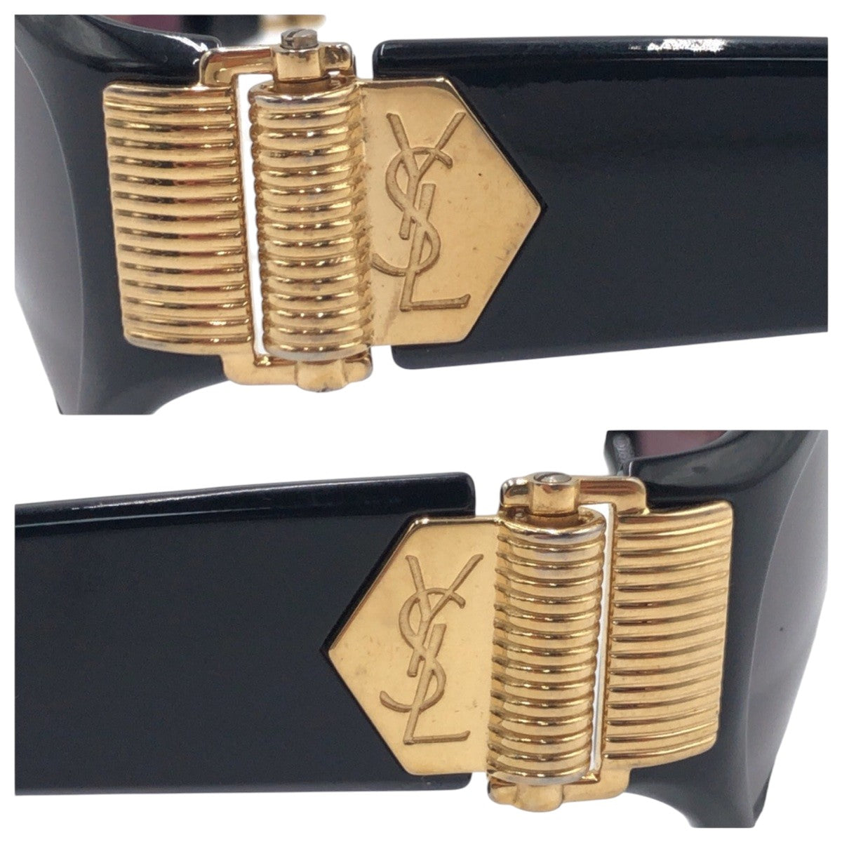 14137
YVES SAINT LAURENT イヴ サンローラン ヴィンテージ YSL ブラック 黒 パープル プラスチック 31-6509 サングラス オーバル レディース A13