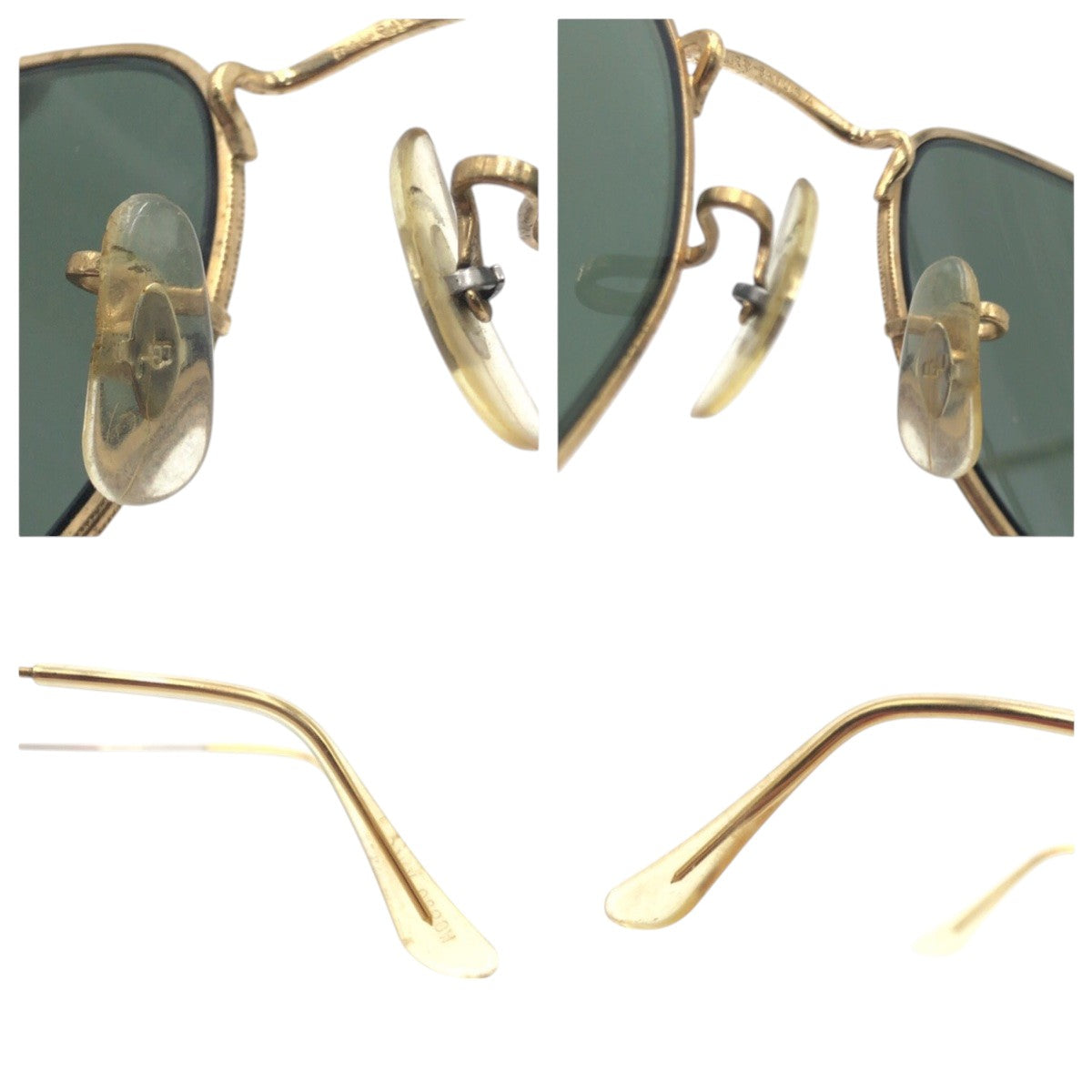 Ray-Ban Vintage B&amp;L RAY-BAN USA Gold Green Metal W0980 YNAS Sunglasses Round Men's