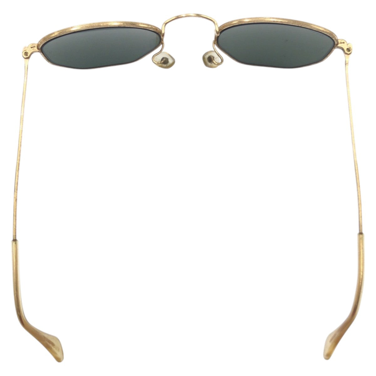 Ray-Ban Vintage B&amp;L RAY-BAN USA Gold Green Metal W0980 YNAS Sunglasses Round Men's