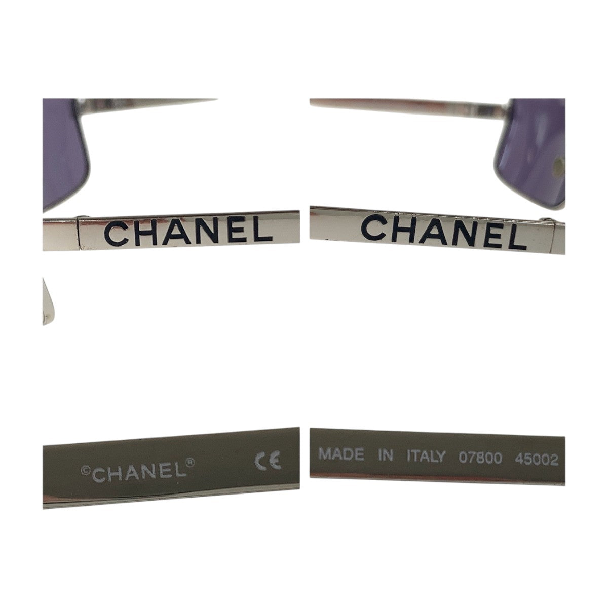 14141
CHANEL シャネル ヴィンテージ シルバー パープル メタル 07800 45002 サングラス スクエア  メンズ