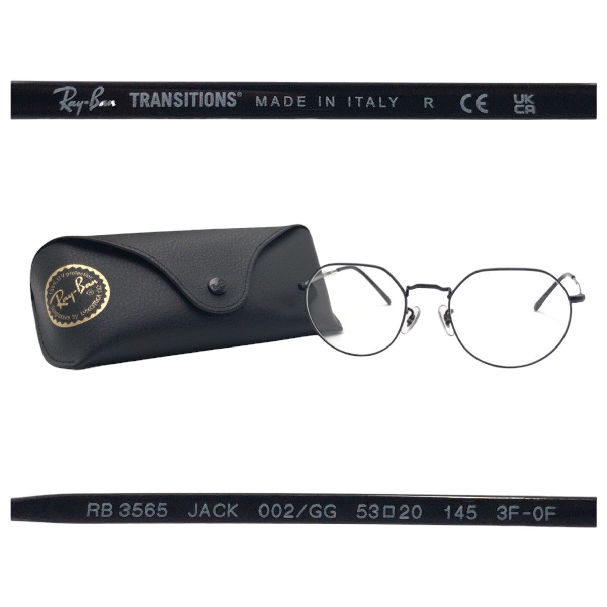 Ray-Ban Jack Black Metal RB3565 002/GG 5320 145 3F-OF Glasses Frame Unisex Men's