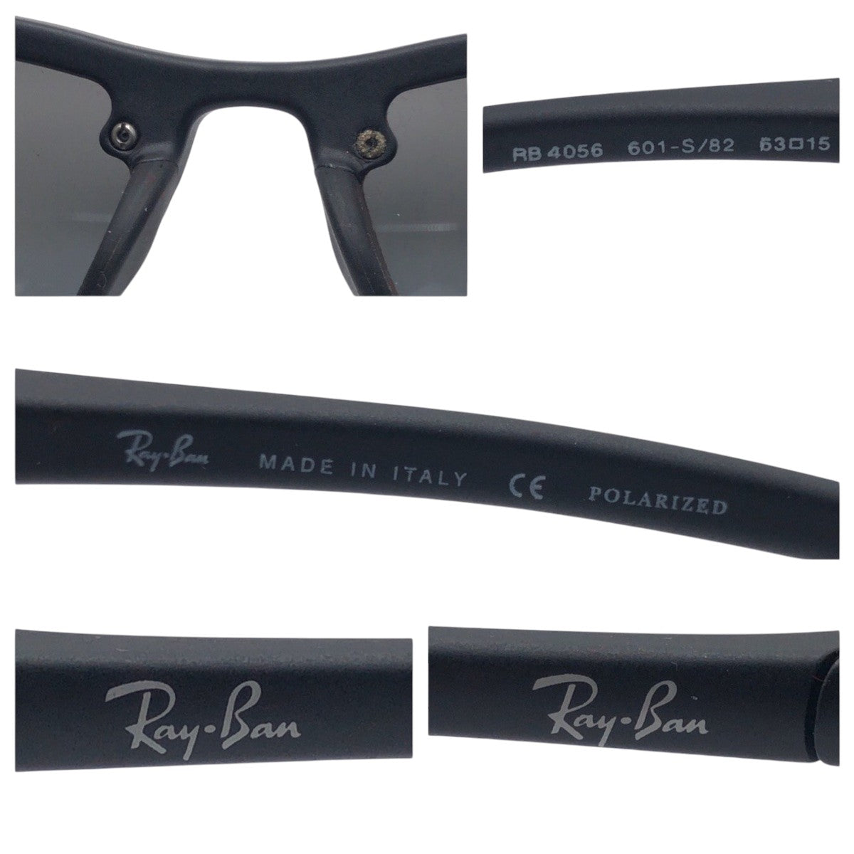 13577
Ray-Ban レイバン ブラック 黒 プラスチック RB4056 601-S 182 53□15 偏光レンズ スクエア  メンズ