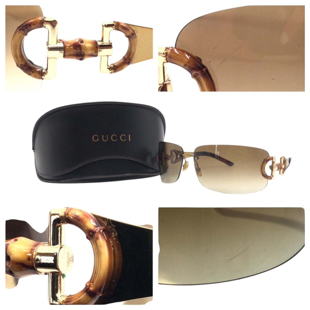 13580
GUCCI グッチ バンブー ホースビット ブラウンゴールド プラスチック / メタル GG 2801/S OUNIS 68□13 115 サングラス スクエア  レディース