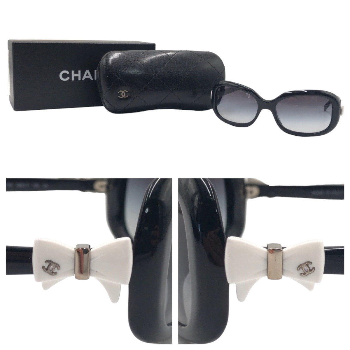 CHANEL シャネル ココマーク リボン ブラック 黒 プラスチック 5170 A c.501/3c 5817 スクエア  レディース