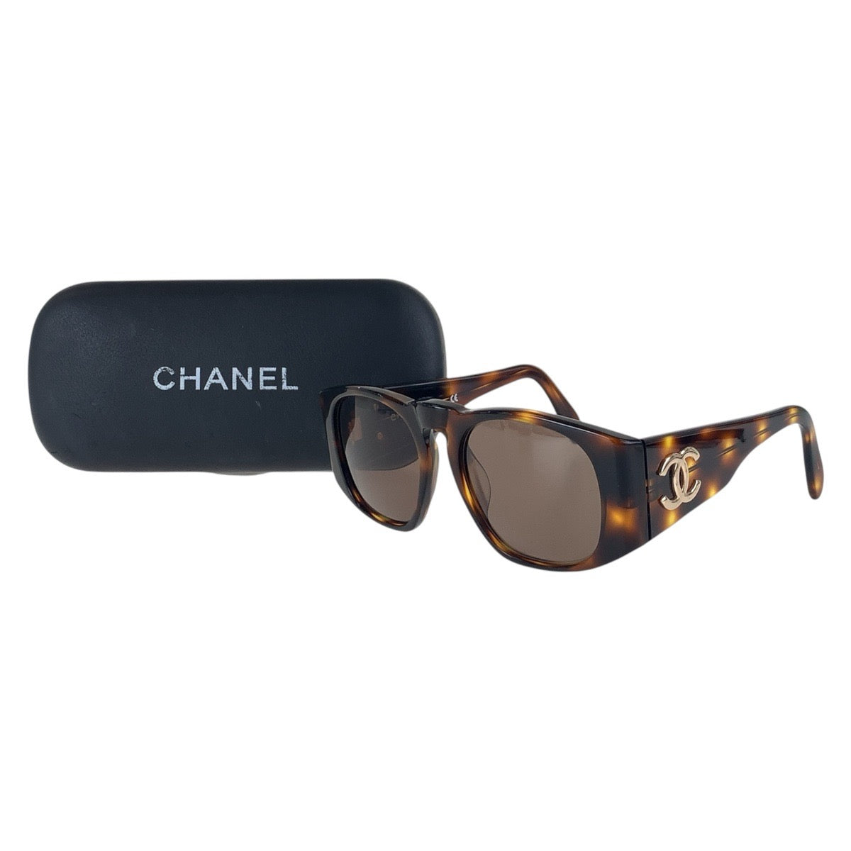 14142
CHANEL シャネル マーブル柄 ココマーク ブラウン ゴールド金具 プラスチック 01451 91235 サングラス 男女兼用 ウェリントン  レディース