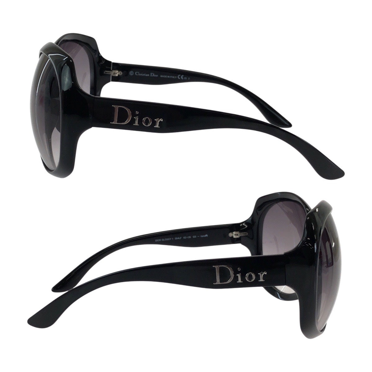 13583
Dior ディオール レンズグラデーション ブラック 黒 シルバー金具 プラスチック GLOSSY1 584LF 62□20 125 サングラス バタフライ  レディース