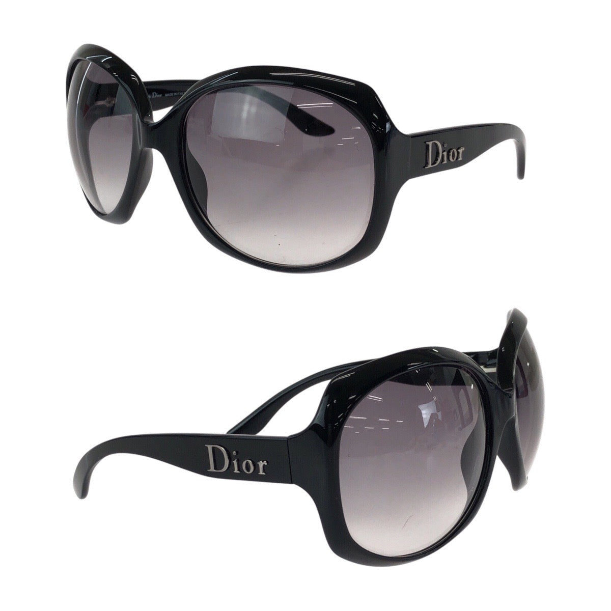 13583
Dior ディオール レンズグラデーション ブラック 黒 シルバー金具 プラスチック GLOSSY1 584LF 62□20 125 サングラス バタフライ  レディース