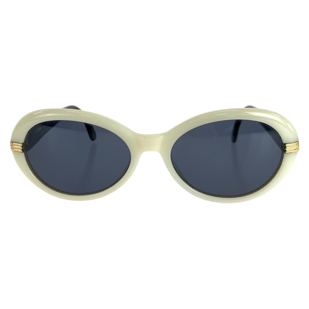 FENDI フェンディ ヴィンテージ ホワイト ブラック ゴールド金具 プラスチック FS 203 55◻︎18 col. 105 サングラス 男女兼用 オーバル  レディース