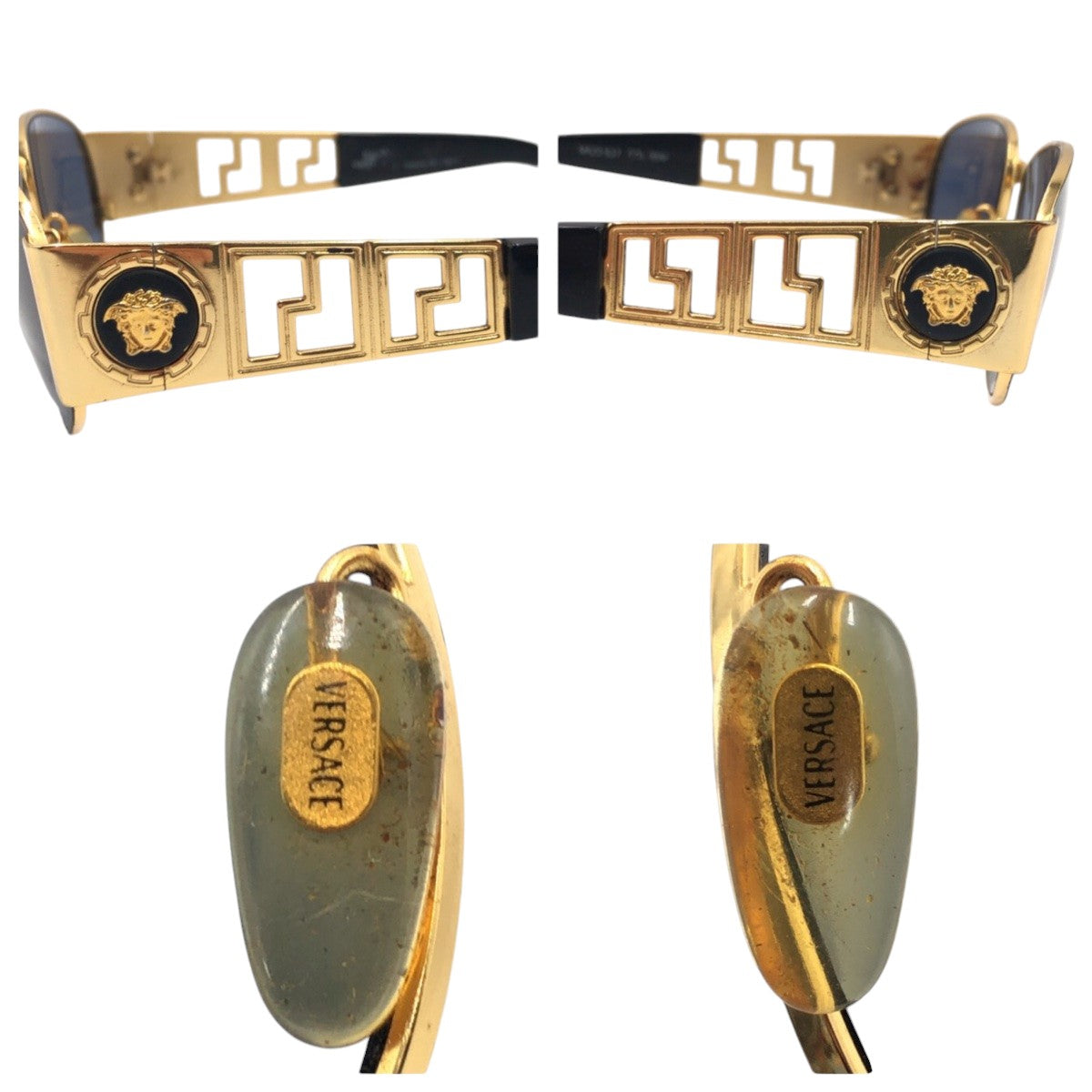 Gianni Versace ジャンニ ヴェルサーチ ヴィンテージ メデューサ ゴールド ブラック 黒 メタル MOD S37 サングラス 男女兼用 オーバル  メンズ
