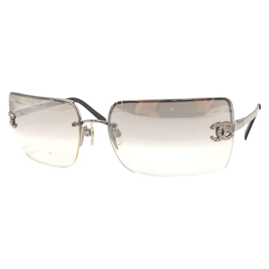 CHANEL シャネル ココマーク シルバー ブラウン メタル / ラインストーン 4092-B c.124/61 62□15 120 サングラス スクエア  レディース