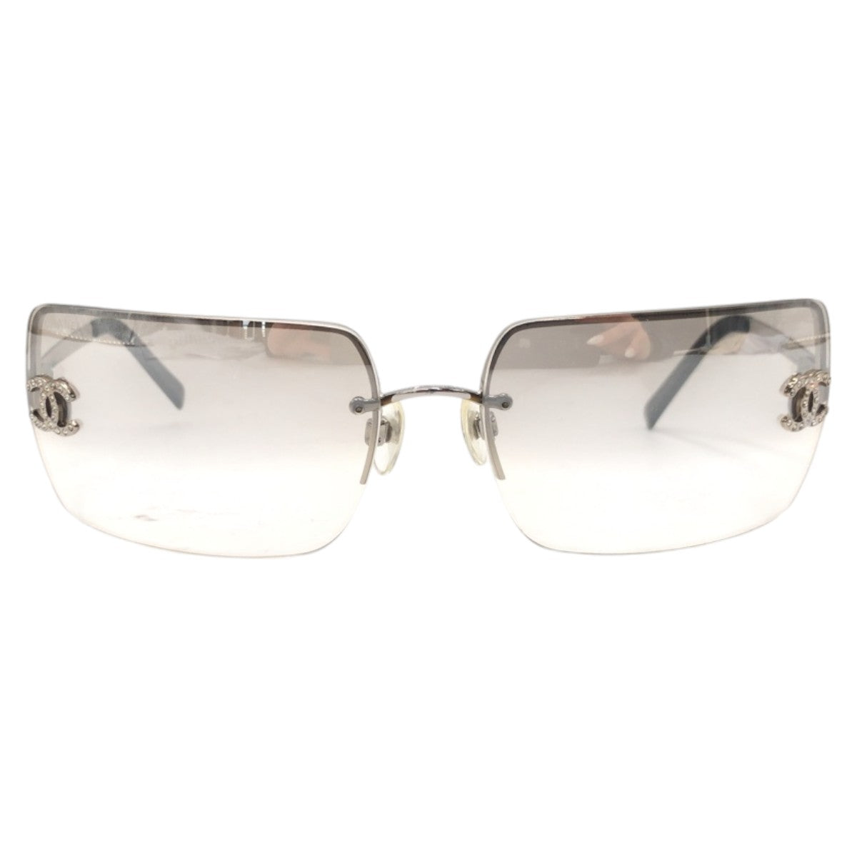 CHANEL シャネル ココマーク シルバー ブラウン メタル / ラインストーン 4092-B c.124/61 62□15 120 サングラス スクエア  レディース