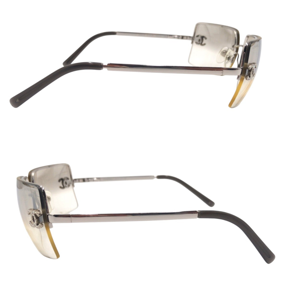 CHANEL シャネル ココマーク シルバー ブラウン メタル / ラインストーン 4092-B c.124/61 62□15 120 サングラス スクエア  レディース